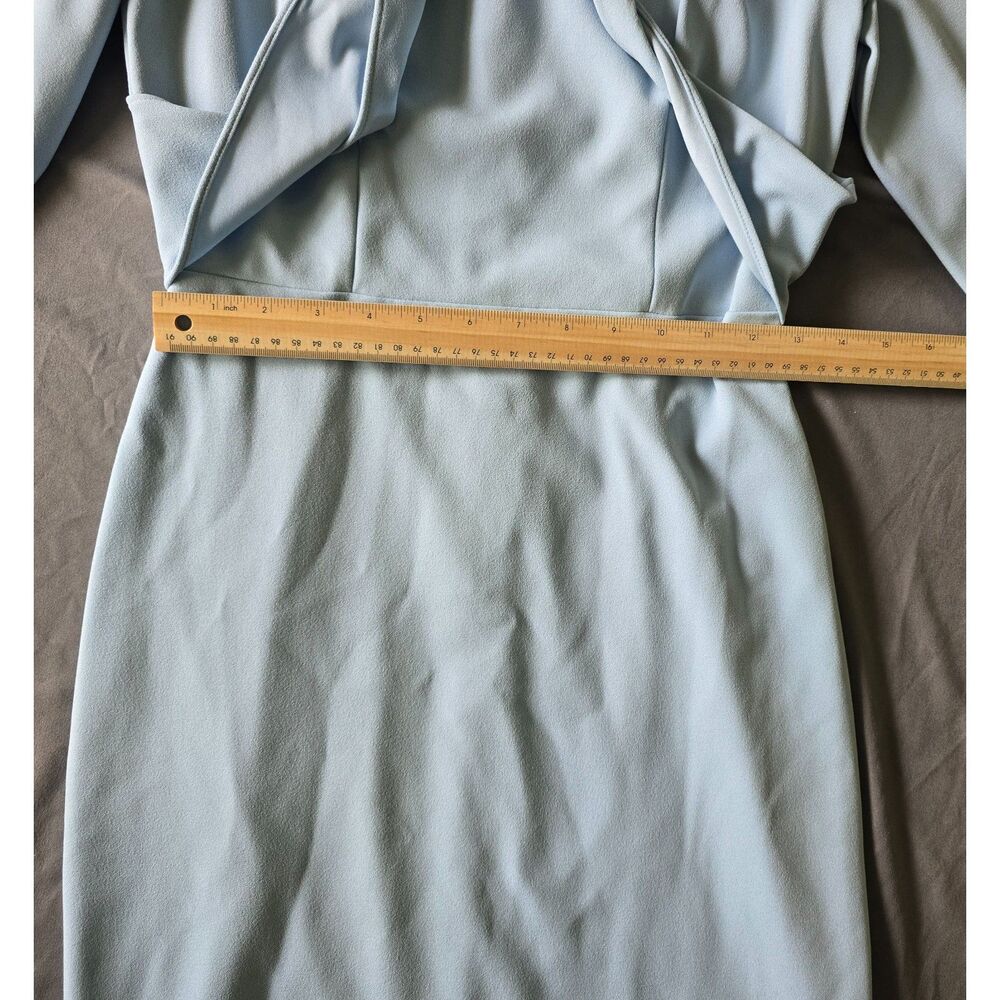 Adrianna Papell Knit Crepe Tie Waist Sheath Dress Blue Mist 4 NWT - Picture 4 of 13